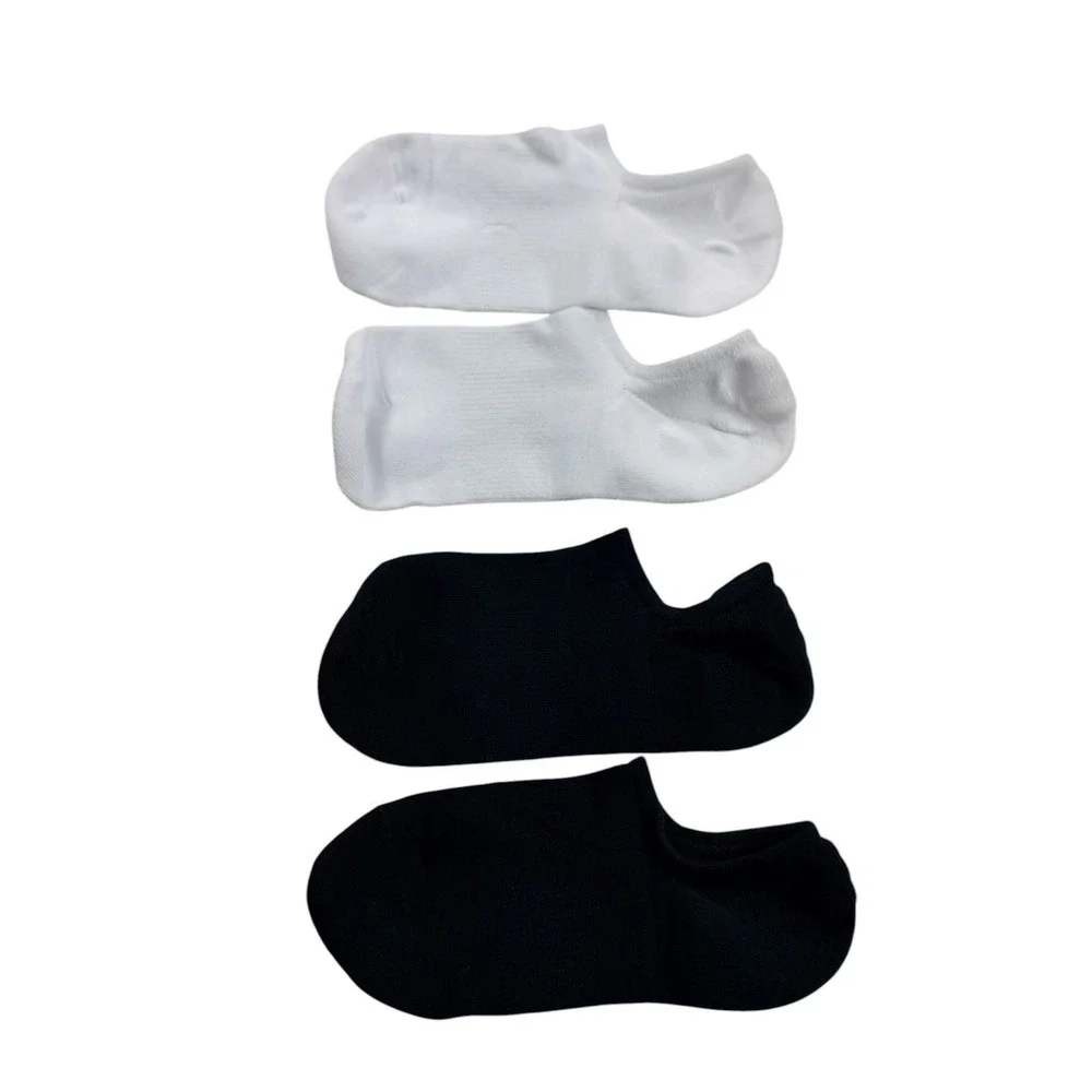 IDEGG 10 Pair No Show Socks White Black Invisible Liner Low Cut Unisex M-65-AKF